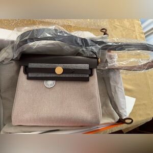 Hermes Mini Herbag 20 in Ecru with gold hardware